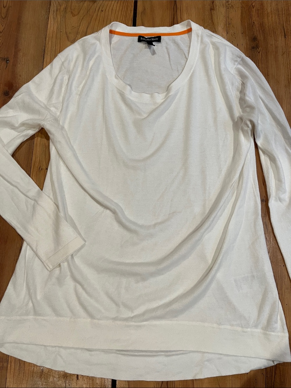 ISABELLA OLIVER Maternity XS Cream Knit Blouse Long Sleeve 100% Cotton